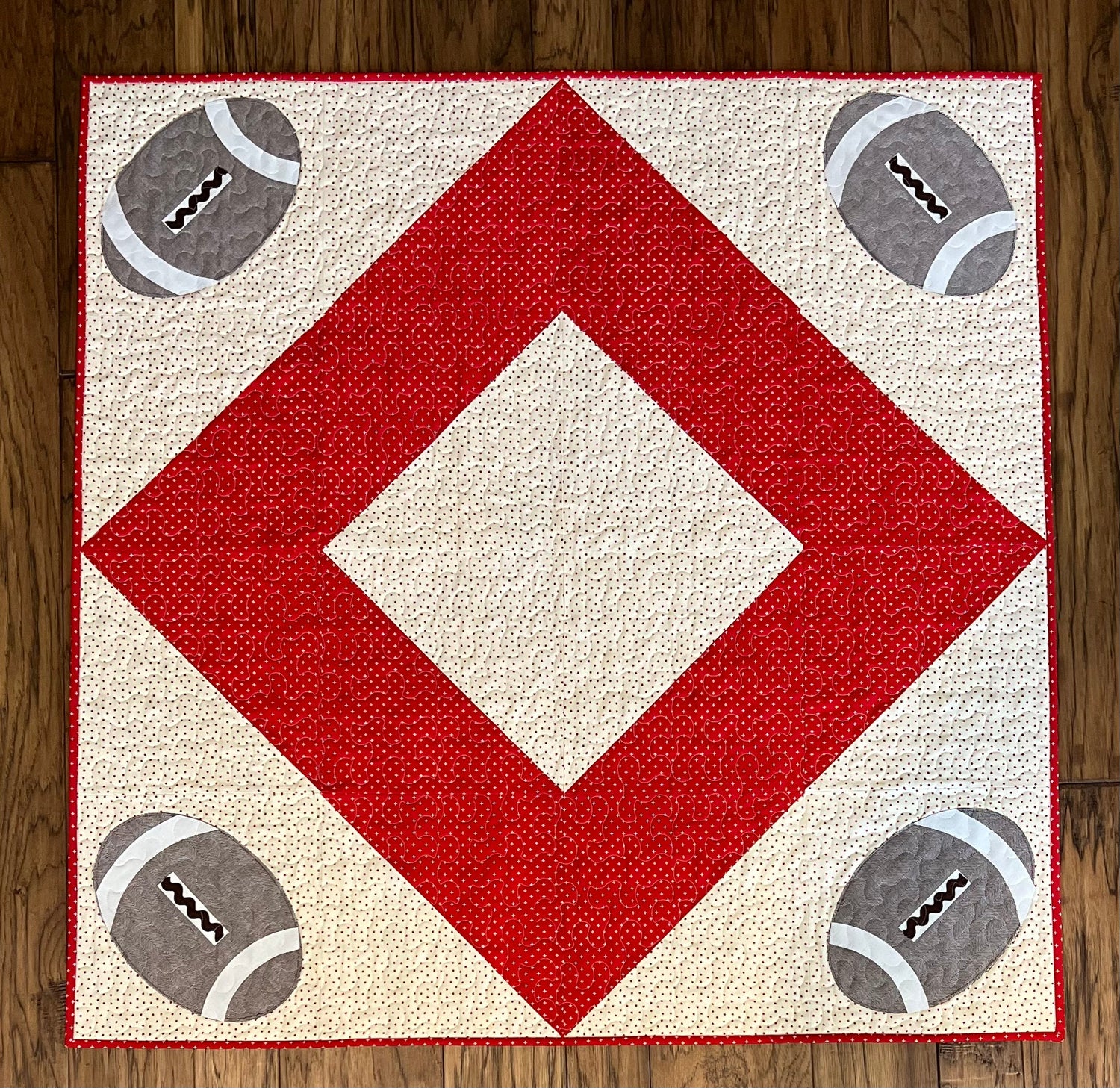 Football Table Topper or Lap Quilt Pattern - Paper Print Version