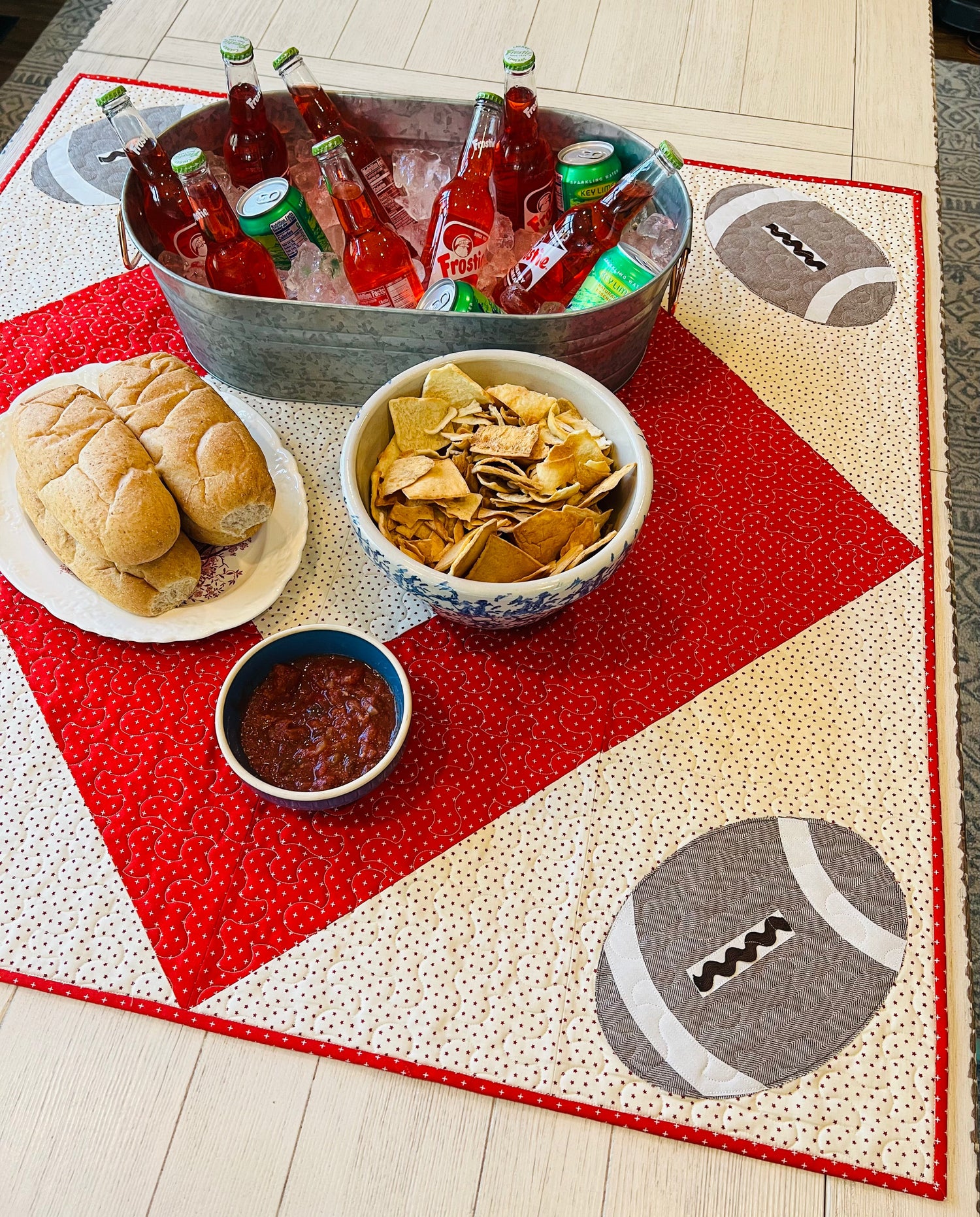 Football Table Topper or Lap Quilt Pattern - Paper Print Version