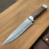 European Carving Knife Damascus Blade Wooden Handle Fixed Blade Tool