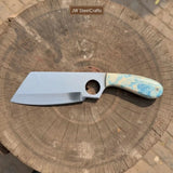 Cleaver Style Fixed Blade Knife high Polished Blade Resin Handle