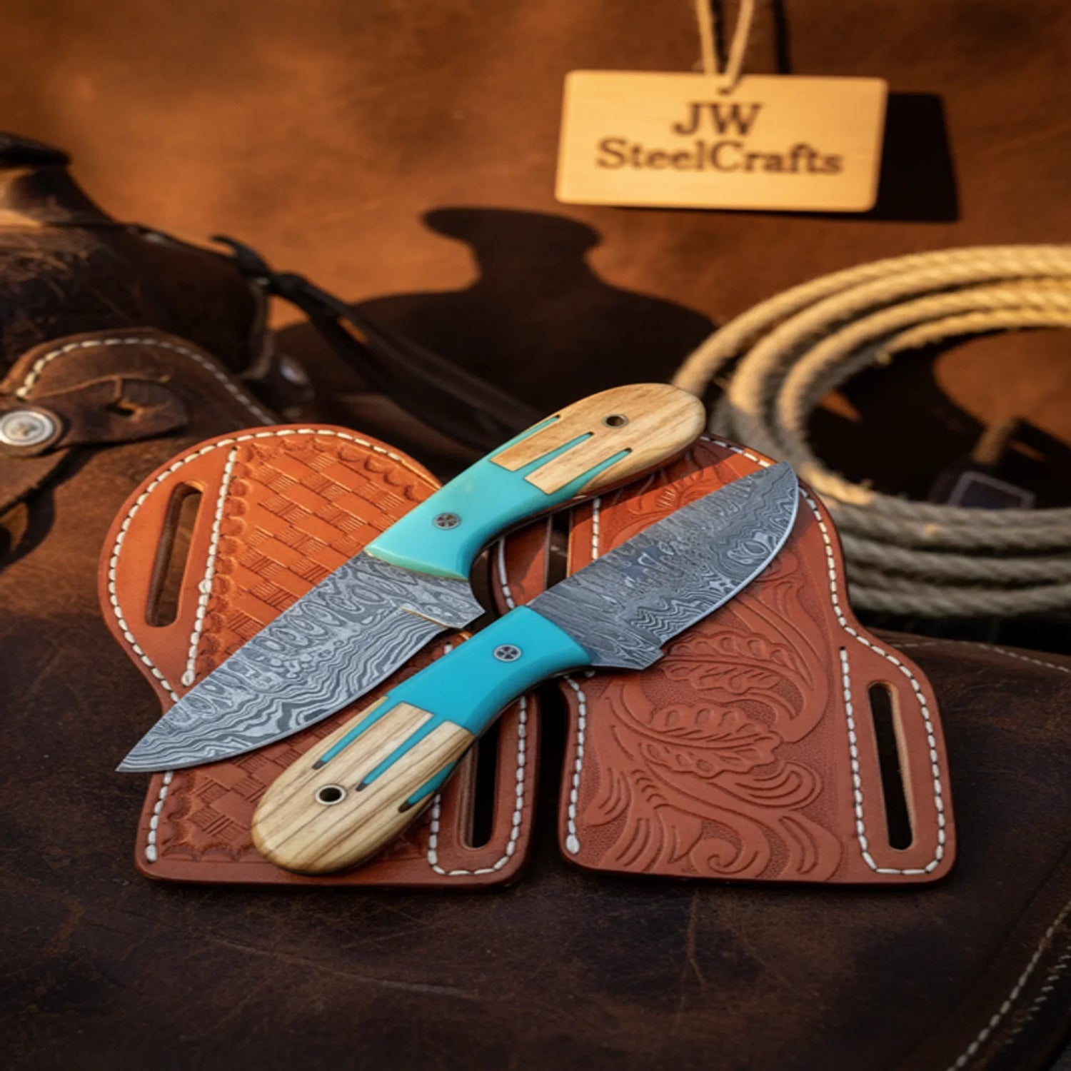 Handmade Damascus Skinner Knives 6.5