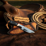 Ironhide Ranch Blade  Knife Black Honeycomb Handle White Spacer Steel Bolster Engraved