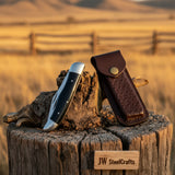 Prairie Trapper Knife with Black Resin Handle and Steel Bolster