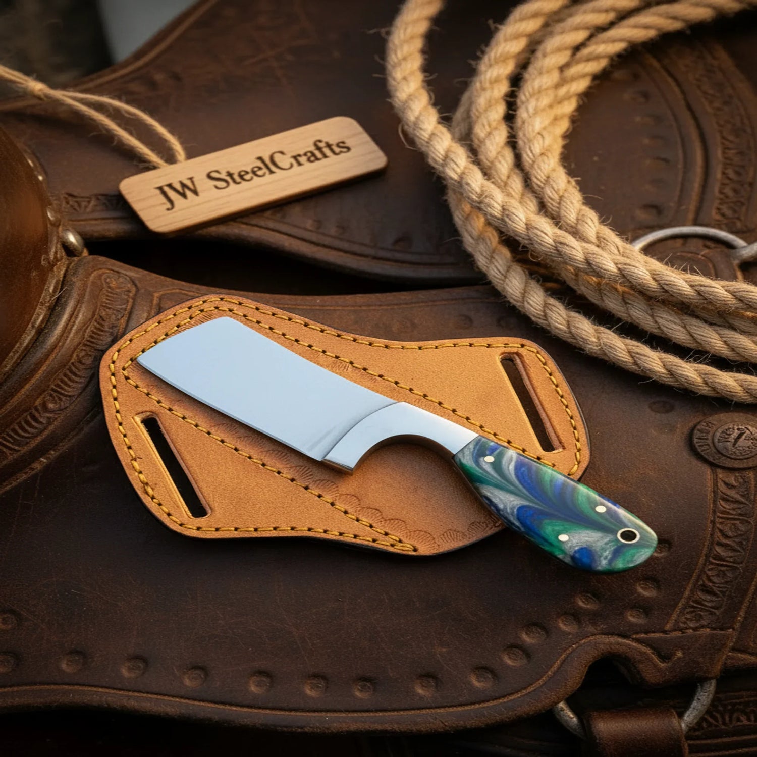 Carbon Steel Mini Cleaver Knife 7