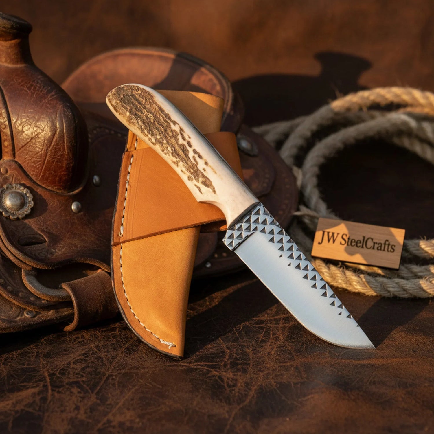 Handmade Custom Rasp Steel Fixed Blade Hunting Knife 7