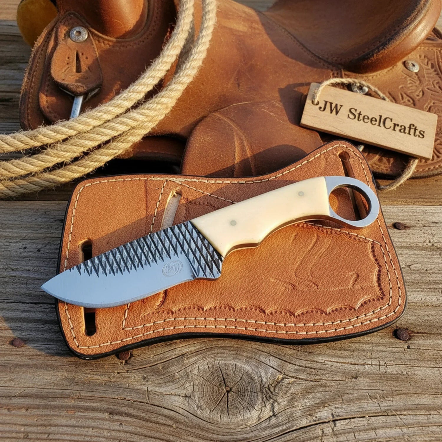Rasp Steel Skinner Knife 7