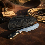 Premium Hand-Forged Segmented Ranch Skinner Synthetic Resin Handle Brass Bolster Blade EDC