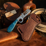 Finger Loop Cowboy Knife 7" Handmade Damascus Fixed Blade
