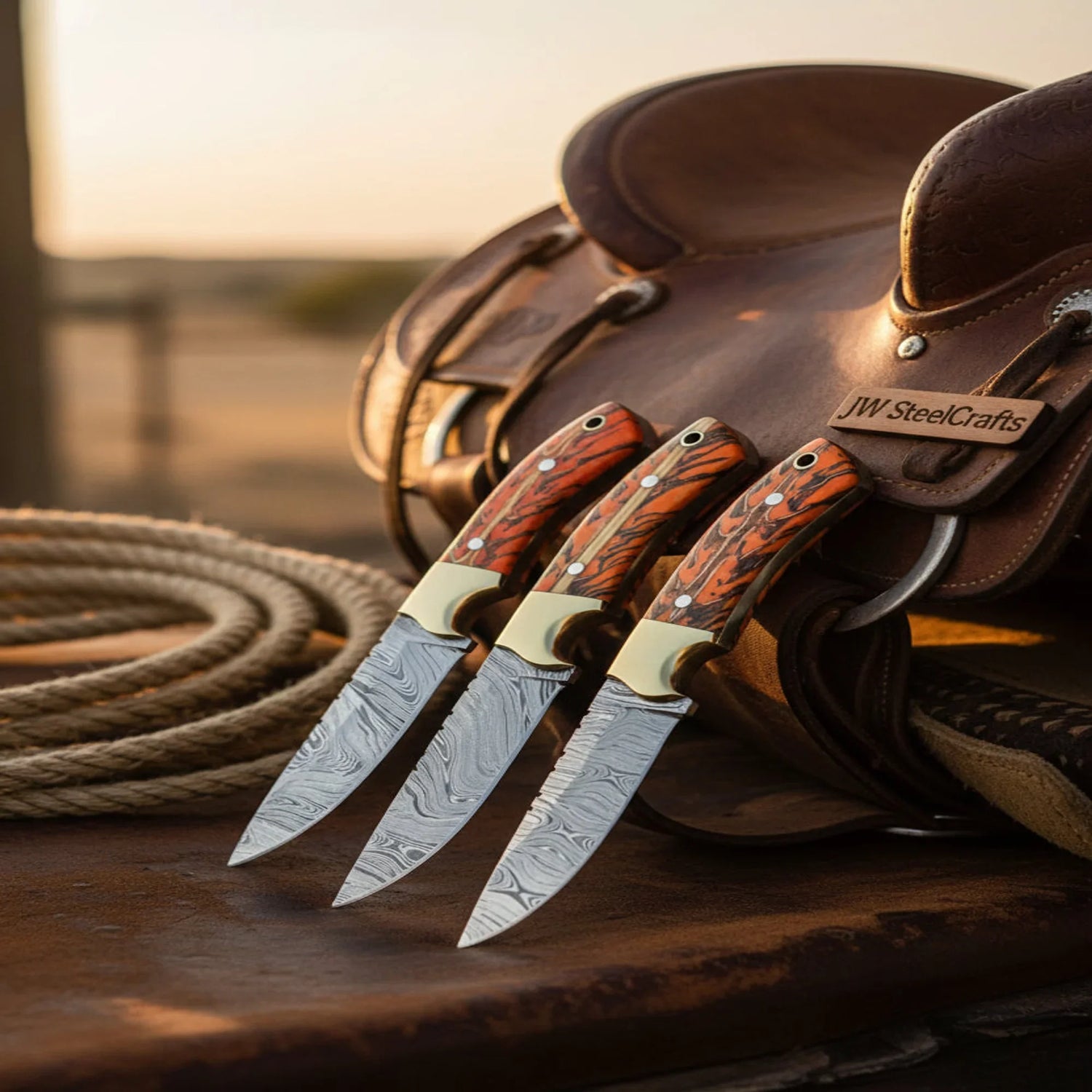 Damascus Knife Set of 3, 8