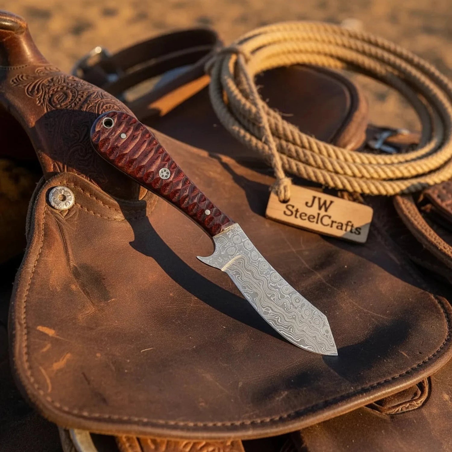 Damascus Bull Cutter Knife 7