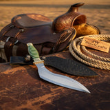 Custom D2 Hunting Kukri – Hand-Forged Tool Steel Recurve Blade with Leather Sheath