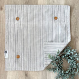 COVER ONLY: SQUARE Ticking Stripes Pillow; CREAM/BLACK/TAN TICKING STRIPES PILLOW COVER ONLY (no insert)