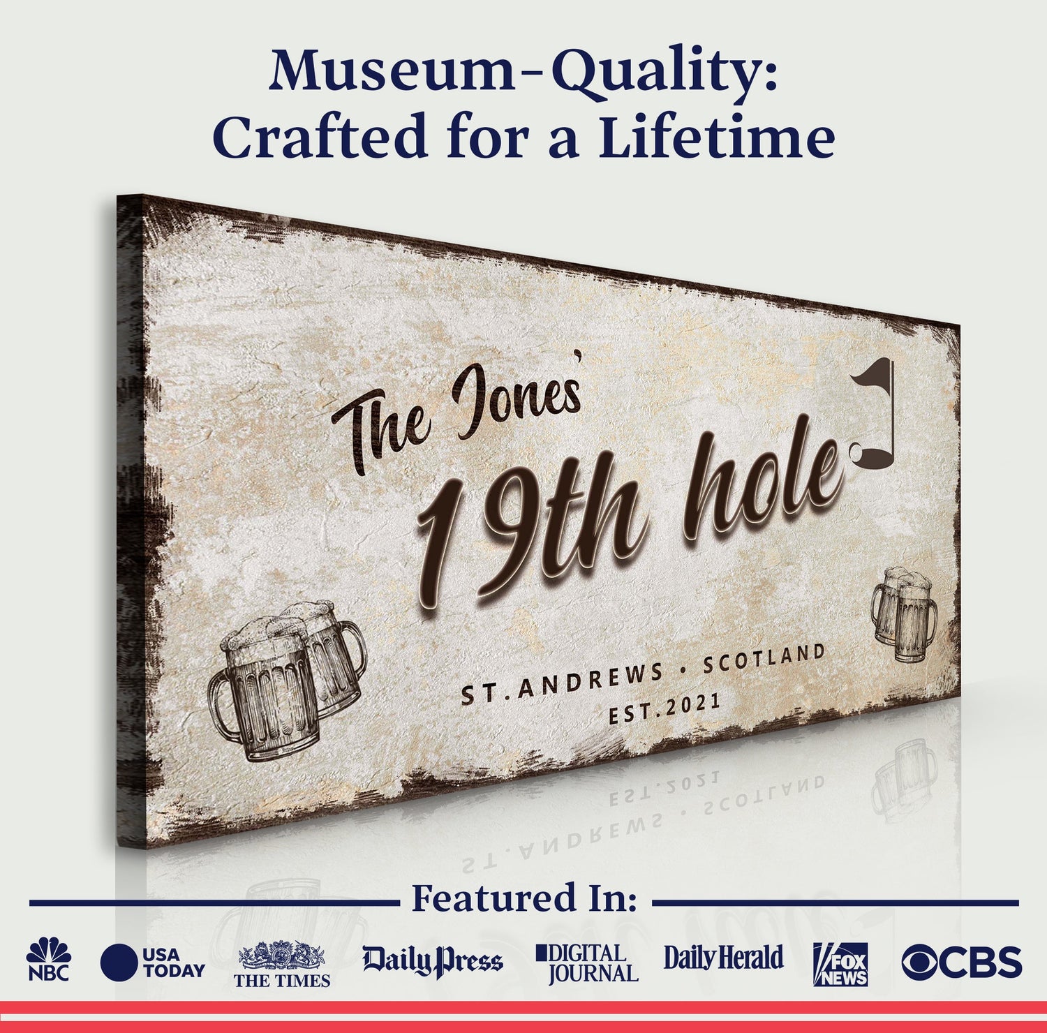 19th Hole Golf Personalized Sign III