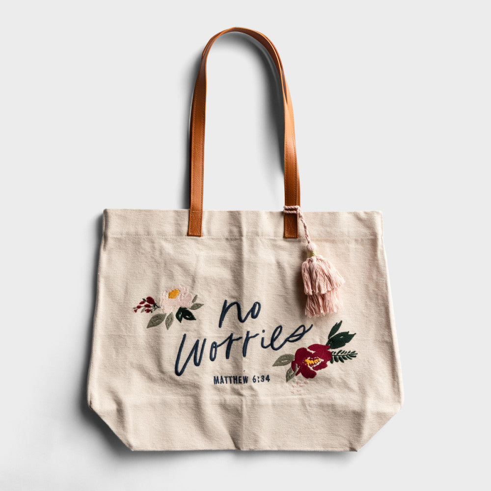 DaySpring - No Worries - Inspirational Canvas Tote Bag, 11.5” x 18.5”