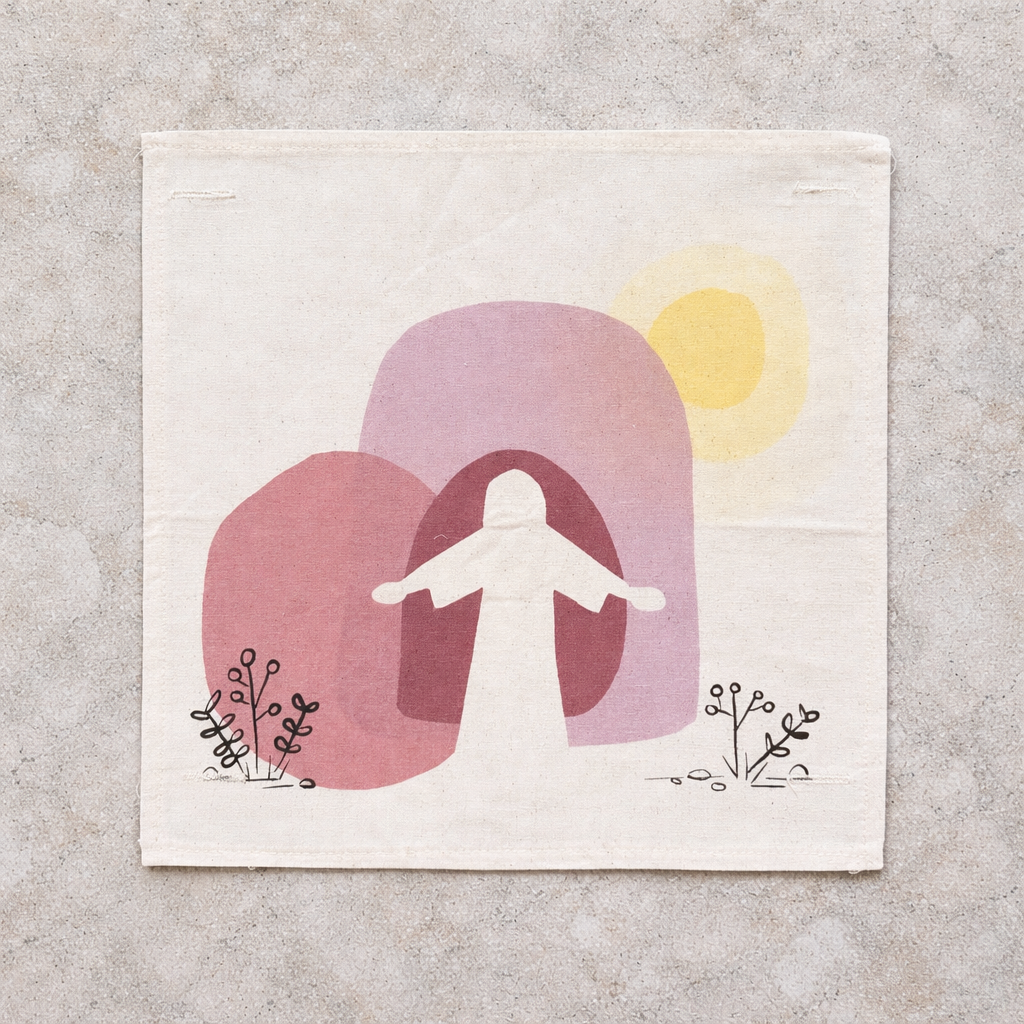 PANEL ONLY: SQUARE Spring, Easter Throw Pillow, Religious, Pastel, Jesus Resurrection CHRIST TOMB