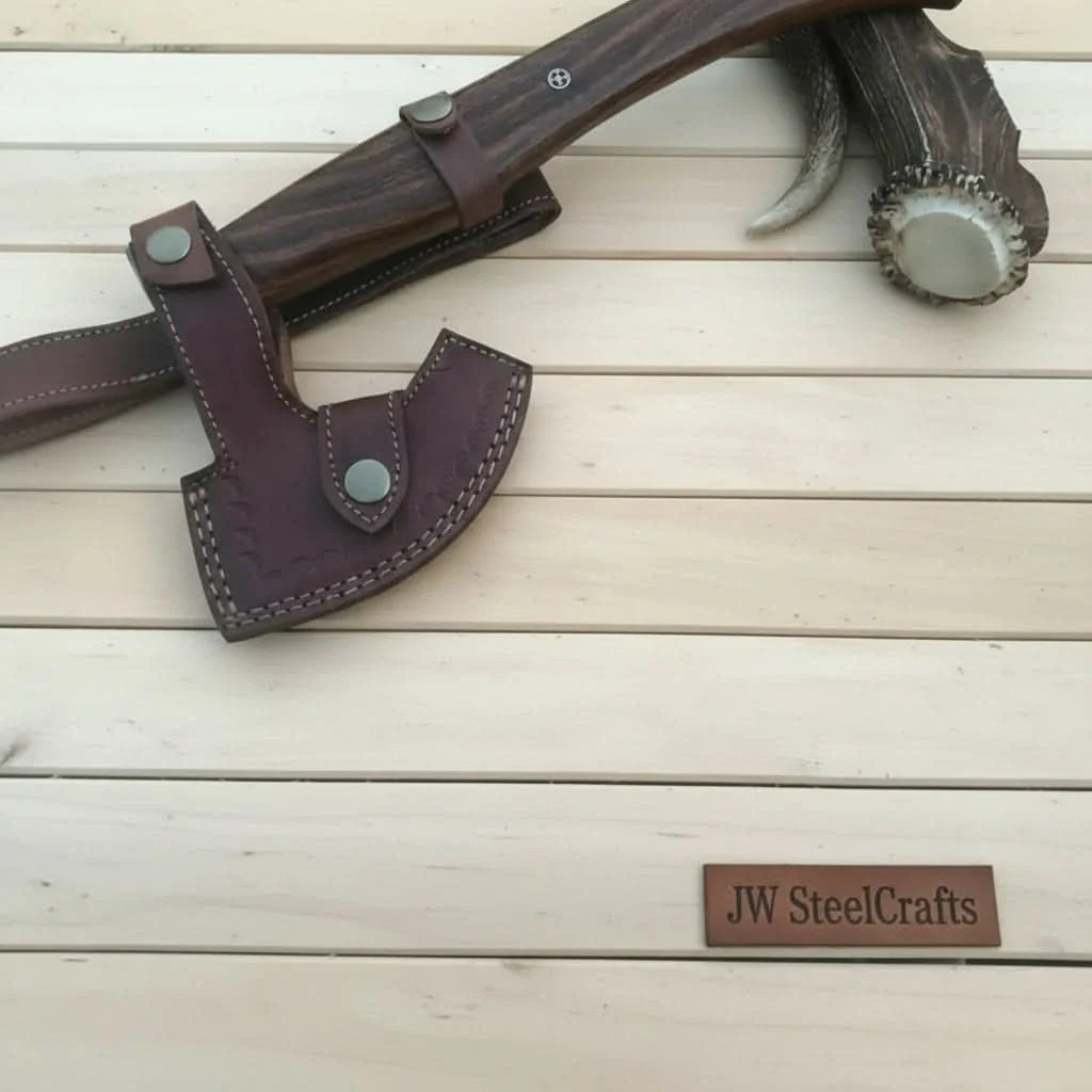 Vornska Damascus Bushcraft Hatchet with Hooked Bearded Head