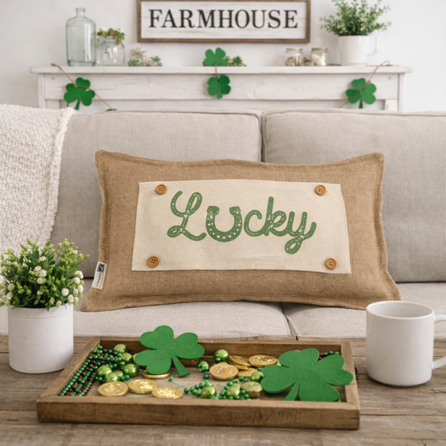 NEW! WINTER BUNDLE 26:  3 seasons +BURLAP pillow: LUCKY, XOXO, DEER