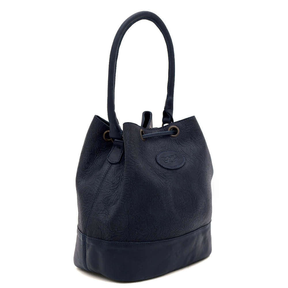 Tooled Leather Bucket Bag
