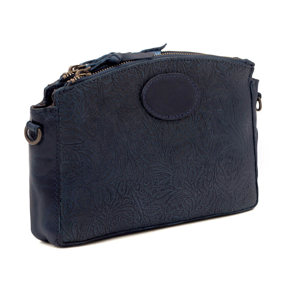 Tooled Leather Crossbody Bag
