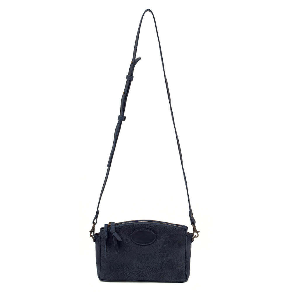 Tooled Leather Crossbody Bag