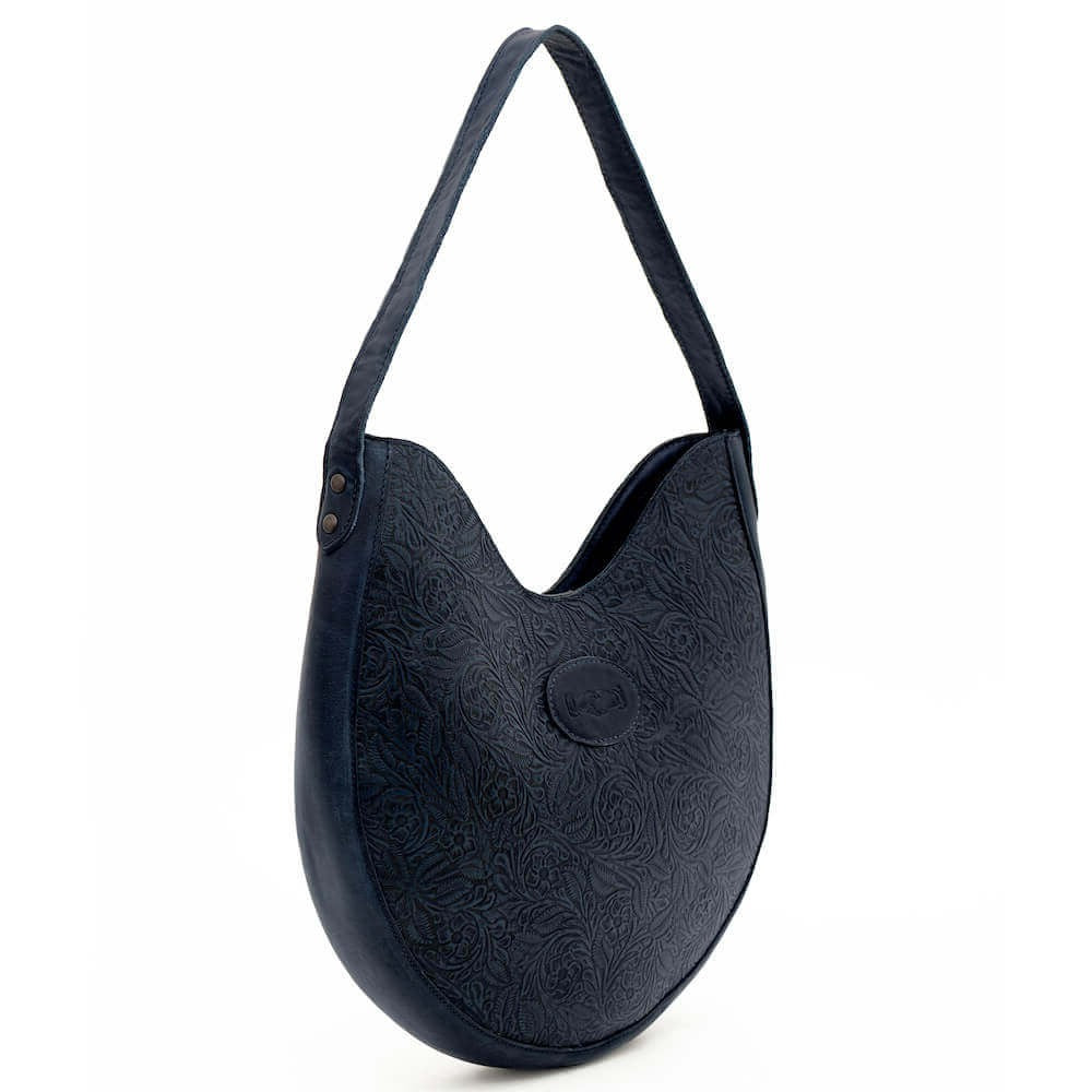 Tooled Leather Hobo Bag