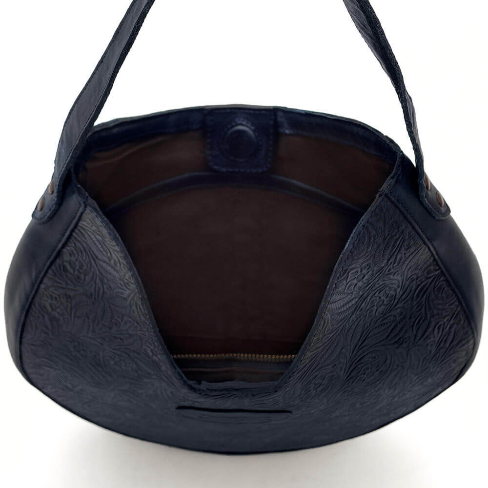 Tooled Leather Hobo Bag