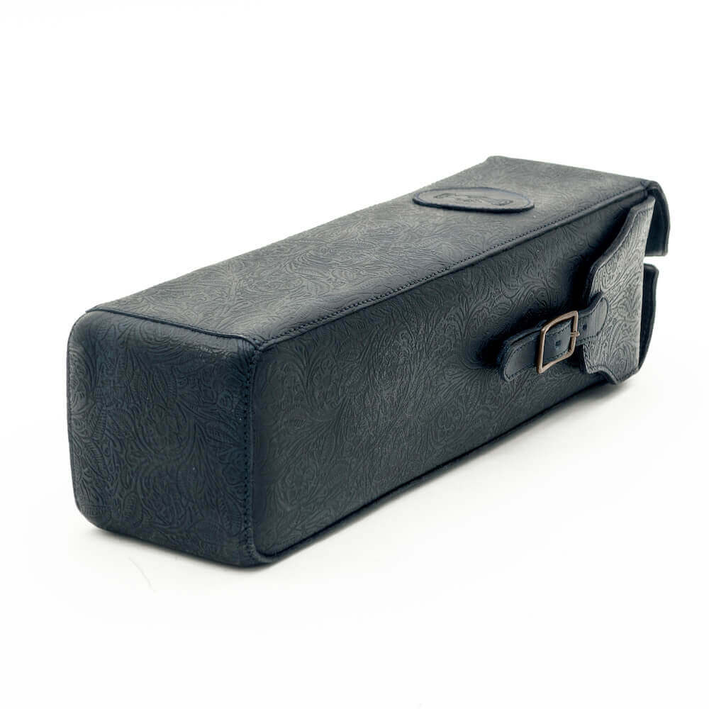 Tooled Leather Single Bottle Wine Carrier