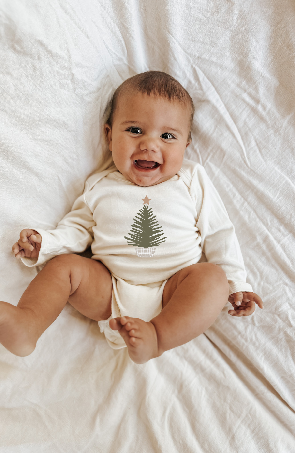 Holiday Tree Organic Baby Bodysuit Long Sleeve by Tenth & Pine, product image 2