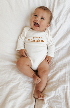 Give Thanks Organic Bodysuit Long Sleeve by Tenth & Pine, product image 2
