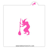 Old Witch and Broom Cookie Stencil
