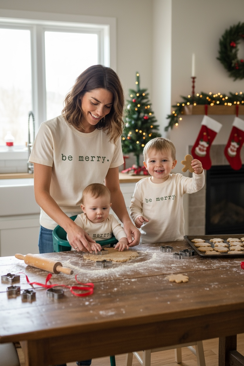 Be Merry Organic Kids T-Shirt Long Sleeve by Tenth & Pine, product image 4