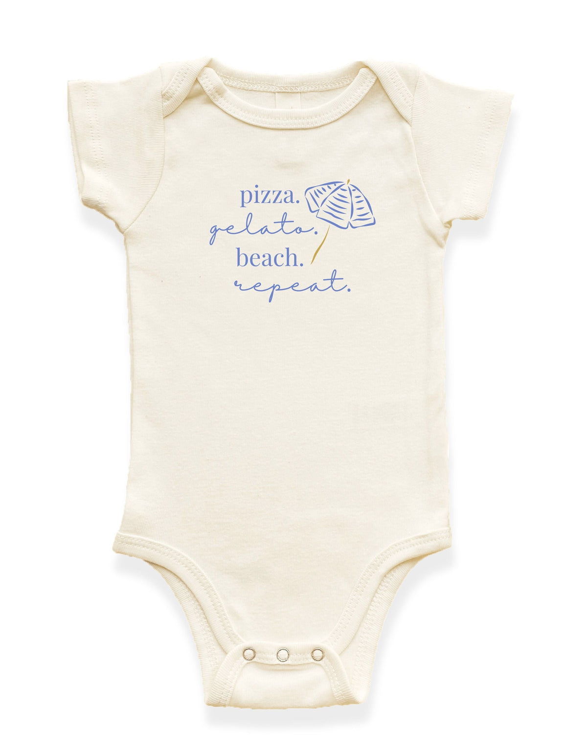 Pizza Gelato Beach Organic Cotton Baby Bodysuit by Tenth & Pine