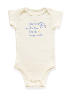 Pizza Gelato Beach Organic Cotton Baby Bodysuit by Tenth & Pine