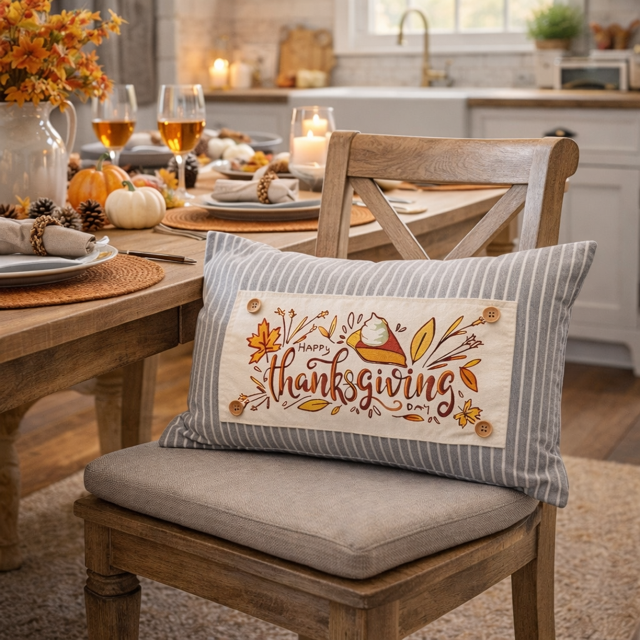 PANEL ONLY: RECTANGLE Autumn Fall Leaf Leaves November Thanksgiving Day Dessert; PUMPKIN PIE