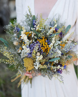Dried Flower Bouquet with Eucalyptus, Yarrow and Lavender Dried Bridal bouquet