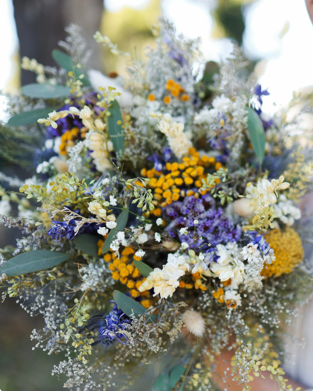 Dried Flower Bouquet with Eucalyptus, Yarrow and Lavender Dried Bridal bouquet