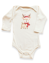Christmas Reindeer Organic Baby Bodysuit Long Sleeve by Tenth & Pine