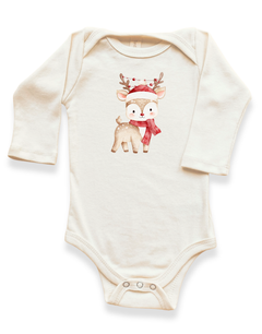 Christmas Reindeer Organic Baby Bodysuit Long Sleeve by Tenth & Pine