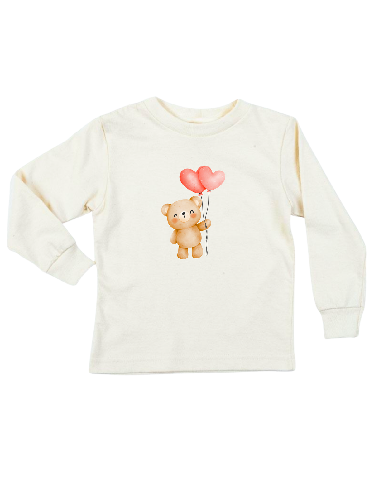 Heart Balloon Bear Organic Kids T-Shirt Long Sleeve by Tenth & Pine
