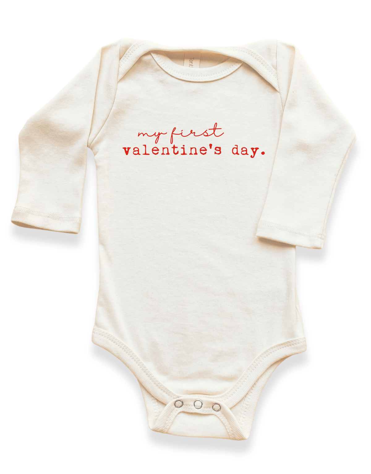 My First Valentine's Day Organic Baby Bodysuit Long Sleeve by Tenth & Pine