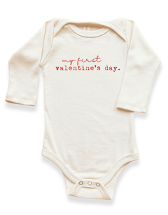 My First Valentine's Day Organic Baby Bodysuit Long Sleeve by Tenth & Pine