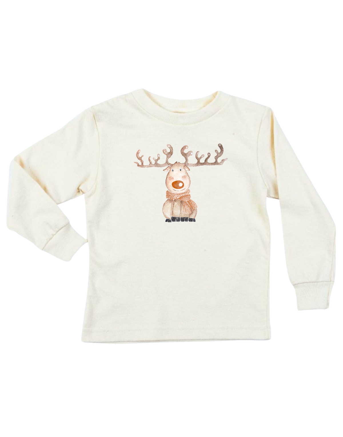 Reindeer Organic Kids T-Shirt Long Sleeve by Tenth & Pine