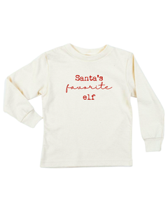 Santa's Favorite Elf Organic Kids T-Shirt Long Sleeve by Tenth & Pine