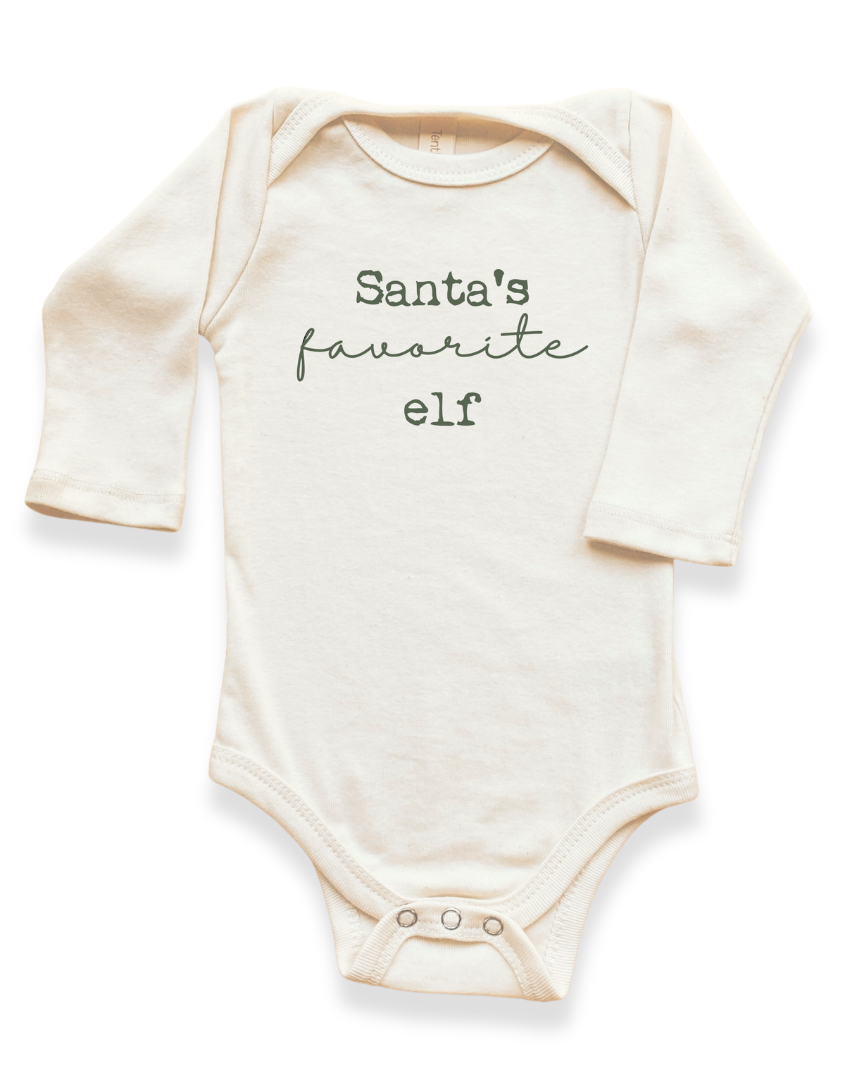 Santa's Favorite Elf Organic Baby Bodysuit Long Sleeve by Tenth & Pine, product image 2