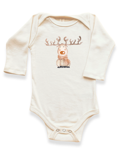 Reindeer Organic Baby Bodysuit Long Sleeve by Tenth & Pine