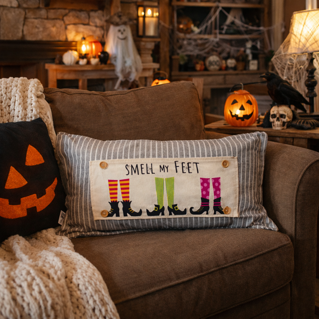 PANEL ONLY: RECTANGLE Halloween October Fall Autumn Hocus Pocus Cauldron Spell Party Cackle; SMELL MY WITCHES FEET