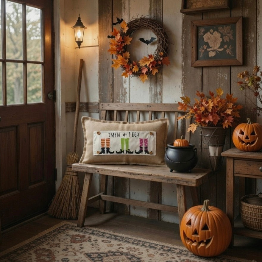 PANEL ONLY: RECTANGLE Halloween October Fall Autumn Hocus Pocus Cauldron Spell Party Cackle; SMELL MY WITCHES FEET