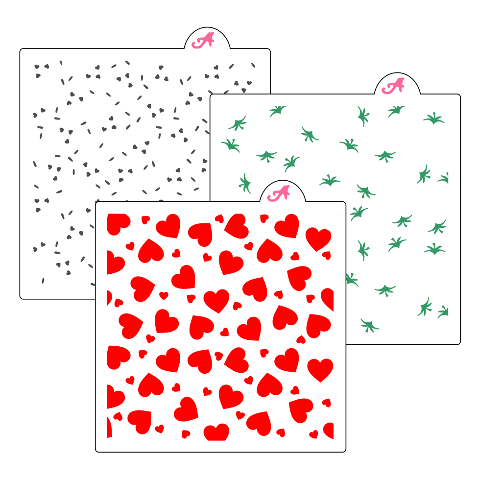 Strawberry Hearts Cookie Stencil Set