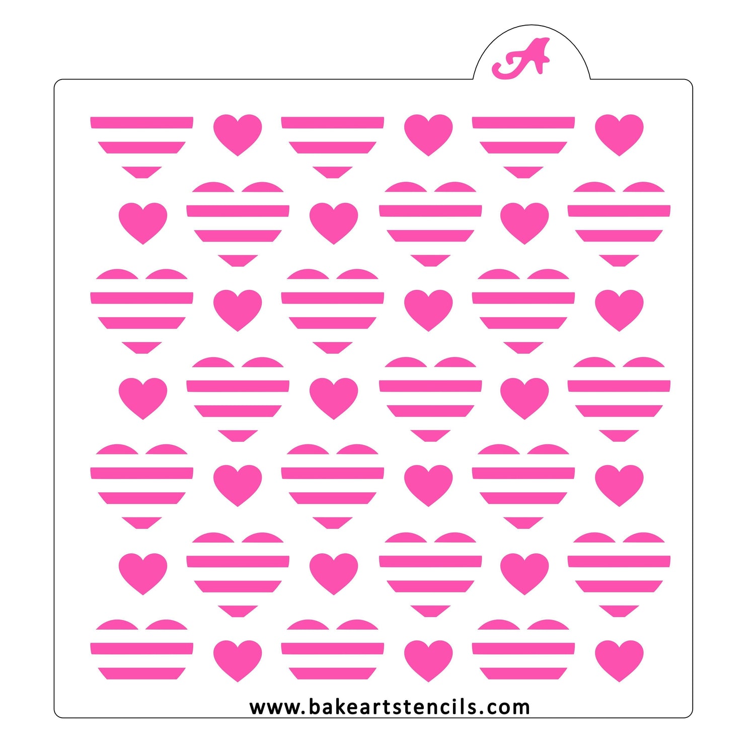 Striped Hearts Pattern Stencil