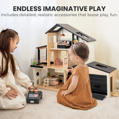 Sweet Family Gift Set: Black Dollhouse & Dollhouse Garage & Extra Dolls Set by Tiny Land INC, product image 3